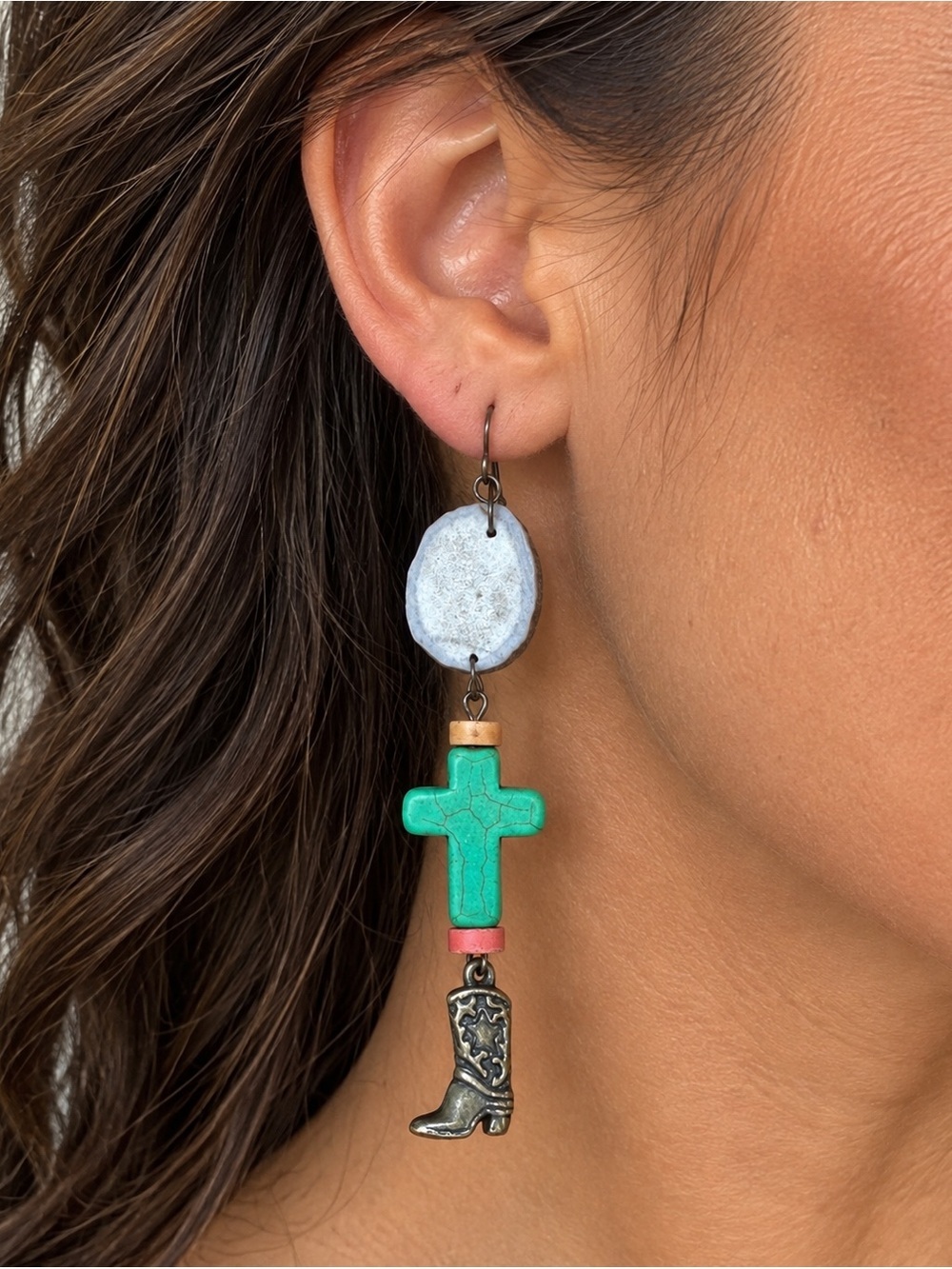 Southwestern Cross & Cowboy Boot Earrings